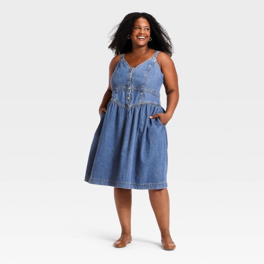 Universal Thread Blue Strapless Denim Sundress